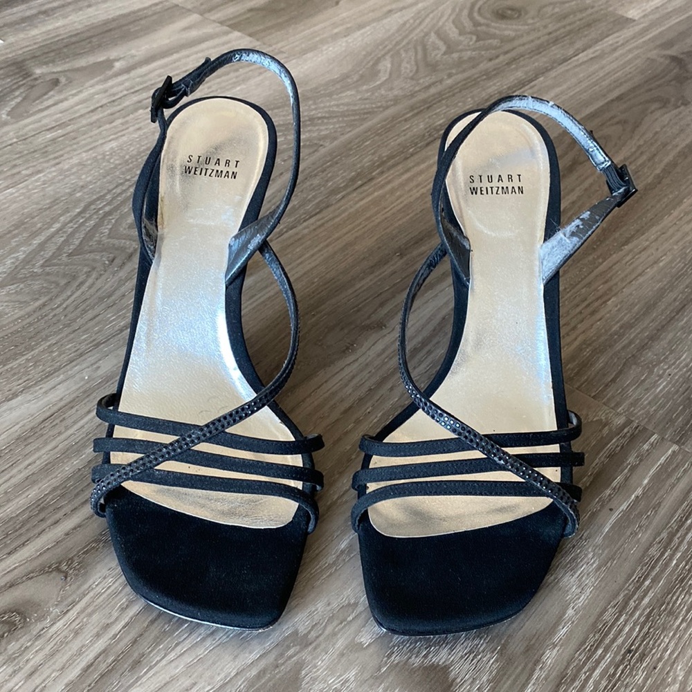 VINTAGE STUART WEITZMAN Black Slingback Kitten Heels